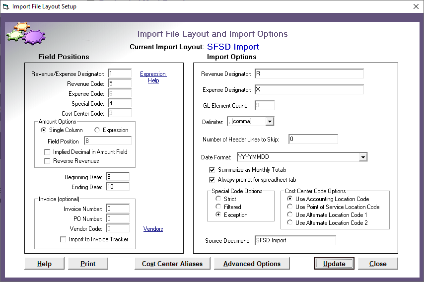 Financial Import File Layout