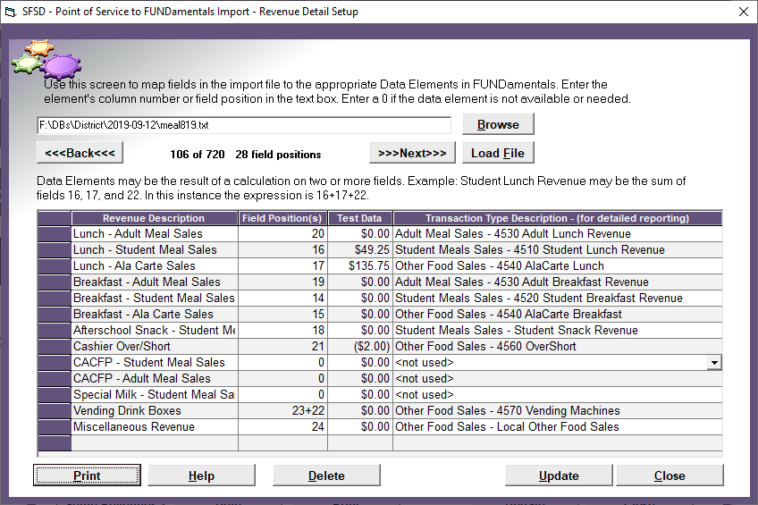 Point of Service Import - Revenue Mapping