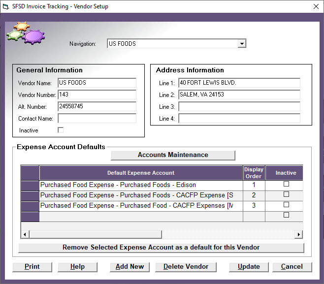 Invoice Tracking - Vendor Setup